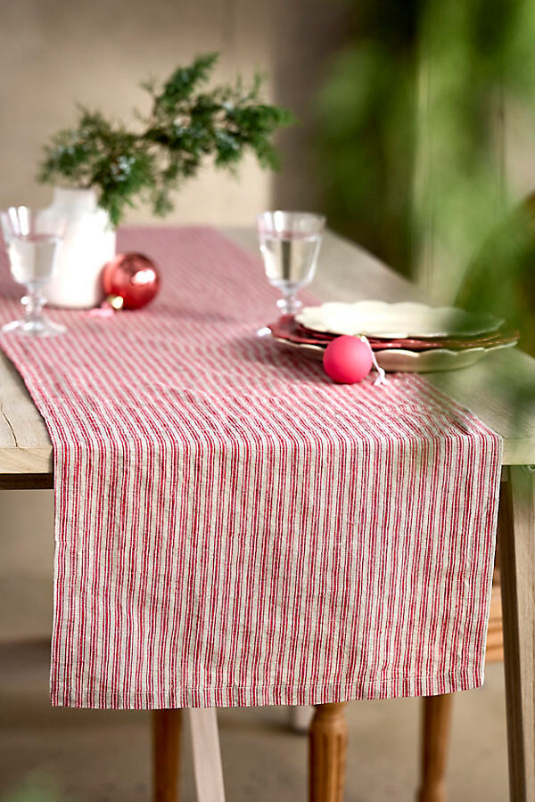 Red Stripe Linen Table Runner at Terrain