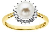 Thumbnail for your product : Lord & Taylor Gold Diamond & Freshwater Pearl Ring in 14 Kt. Gold, 7mm