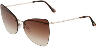 Tom Ford Rimless Metal Butterfly Sunglasses