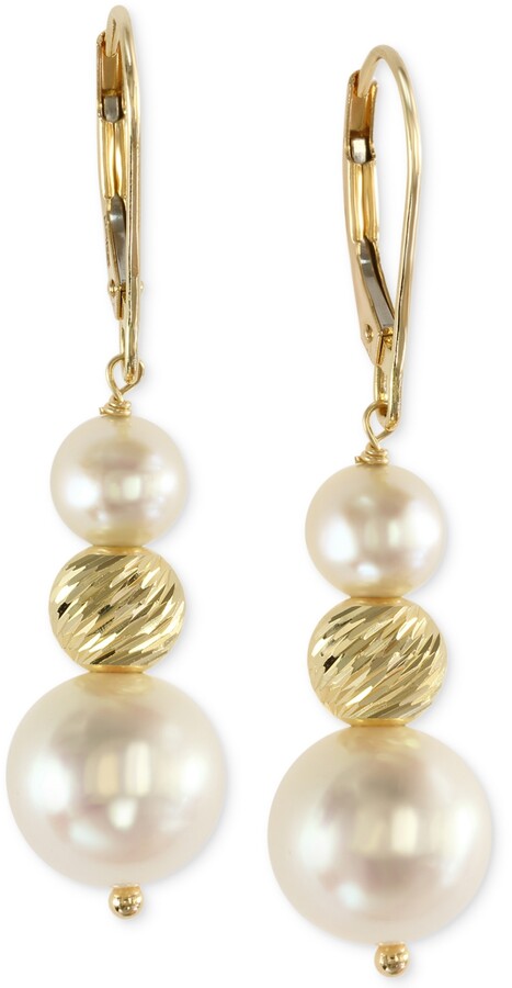 Effy Cultured Freshwater Pearl Drop Earrings in 14k Gold (5-1/2mm and 11mm)