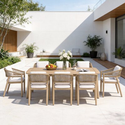 Hokku Designs Rectangular Outdoor Dining Set With Cushions