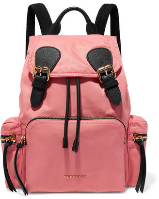 Burberry Leather-trimmed Gabardine Backpack - Pink