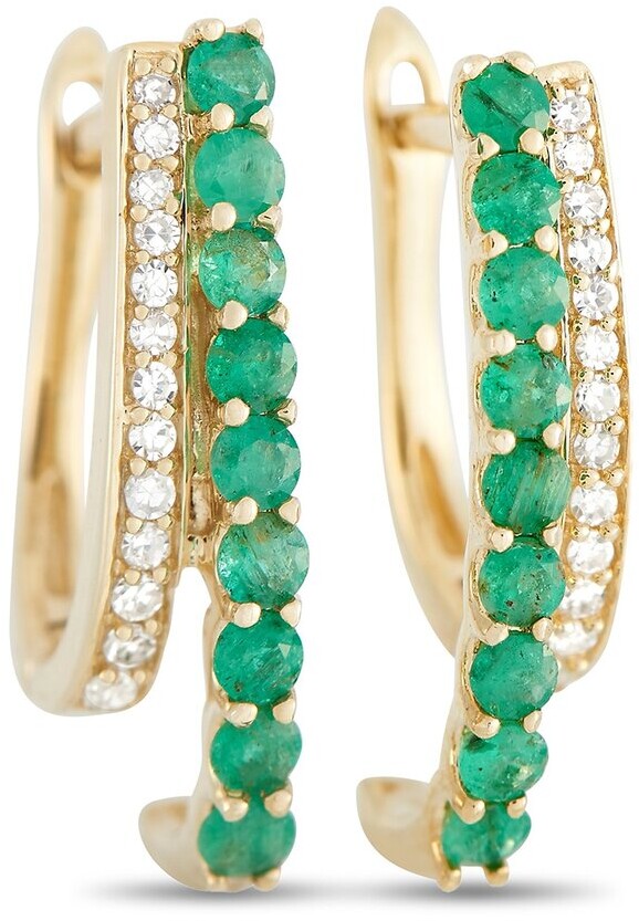 DTJEWELS 1.95 Carat Pear & Round Cut Green Emerald & Sim Diamond Drop Earrings Solid 14K Gold Plated