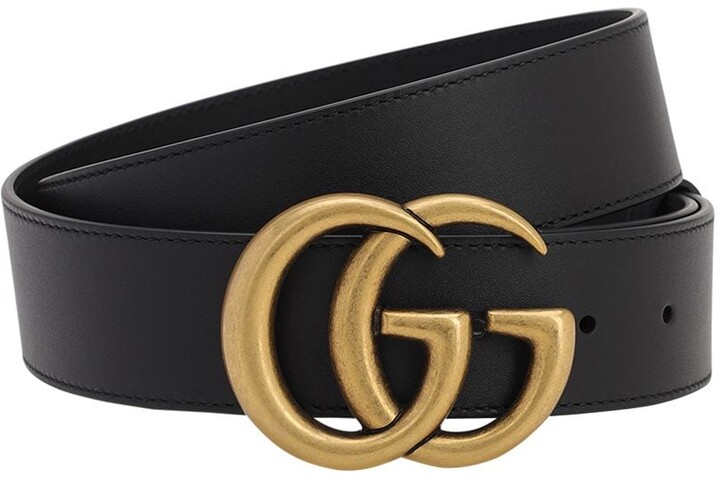 Aan boord rivier Uitbeelding Gucci 40mm Gg Gold Buckle Leather Belt - ShopStyle