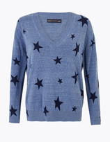 Thumbnail for your product : Marks and Spencer Pure Cotton Star Print V-Neck Jumper