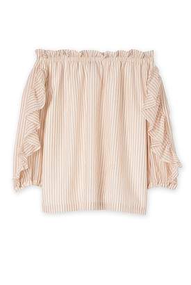 Country Road Stripe Off Shoulder Top