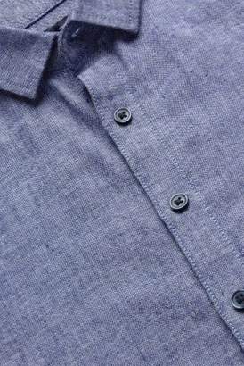 Next Boys White Vertical Stripe Linen Mix Short Sleeve Shirt (3-16yrs)