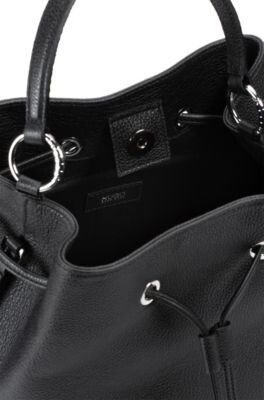 HUGO BOSS Bucket bag in grained leather with new-season hardware