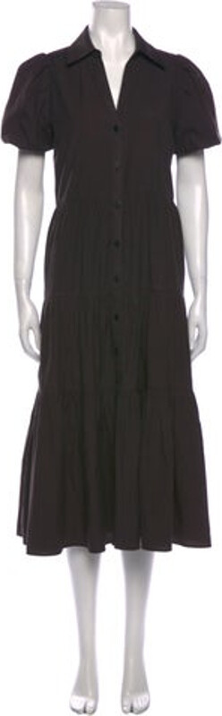 Akris Punto Midi Length Dress Akris Punto Shirtdress Neutrals Short Sleeve with Collar Concealed Zip Closure at Back Designer