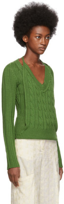 Jacquemus Green La Double Maille V-Neck Sweater