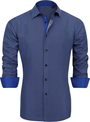 J.Ver Men's Dress Shirts Solid Long Sleeve Stretch Wrinkle-Free Formal  Shirt Business Casual Button Down Shirts, Blue, Medium : :  Clothing, Shoes & Accessories