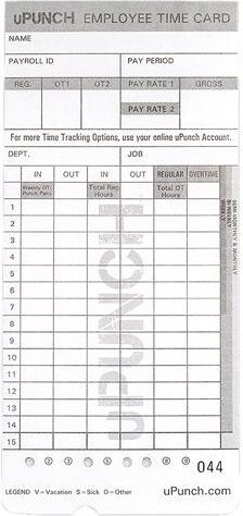 Processing Point, Inc. uPunch HN4000 Time Cards for Use with the HN4000 Time Clock - 1 pack (50 cards)
