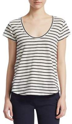 Theory Striped Linen-Blend Tee