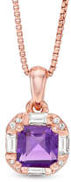 Thumbnail for your product : Zales Princess-Cut Amethyst and Lab-Created White Sapphire Octagon Frame Pendant in Sterling Silver with 14K Rose Gold Plate