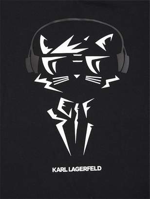 Karl Lagerfeld Paris Headphones Print Cotton Jersey T-Shirt