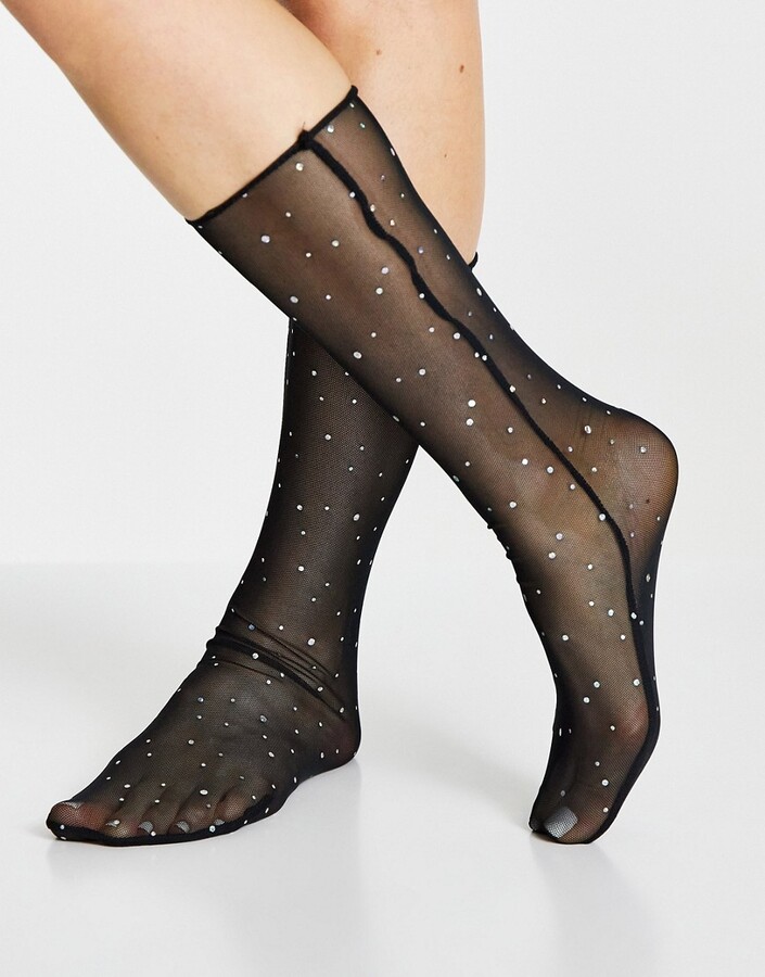 ASOS DESIGN mesh ankle in black - ShopStyle