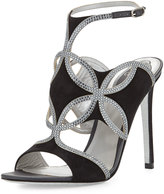 Thumbnail for your product : Rene Caovilla Strappy Suede & Crystal Sandal, Black/Silver