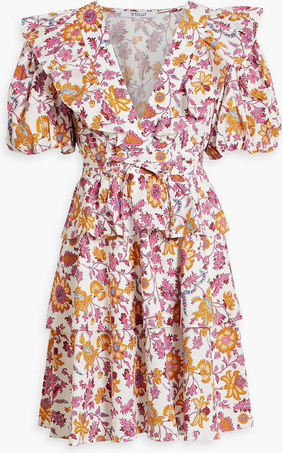 Derek Lam 10 Crosby Ophelia ruffled printed cotton-blend poplin mini dress