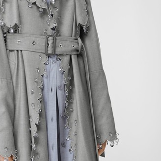 Burberry Crystal Ringpierced Wool Reconstructed Trench Coat