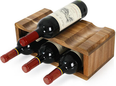 George Oliver 6 Bottle Wine Racks CountertopAcacia Wood Wine HolderSmall Wine Rack For Inside CabinetTabletop Wine Liquor Bottle Holder For Home Kitchen Bar