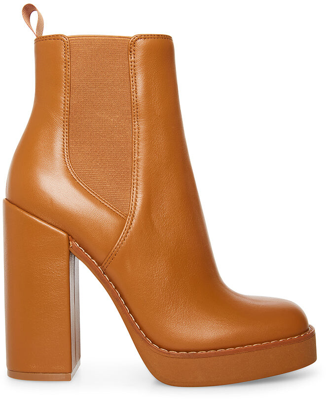 cognac leather booties