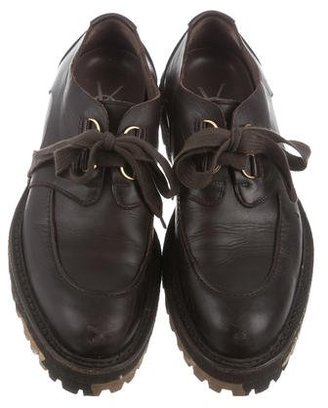 Saint Laurent Leather Round-Toe Derby Shoes