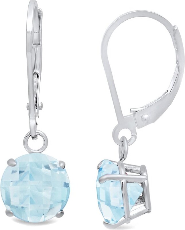 MaxColor Silver 3.60 ct. tw. Aquamarine Dangle Earrings