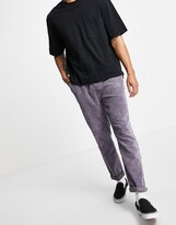 Thumbnail for your product : ASOS DESIGN cord slim trousers with elasticated waist in purple acid wash