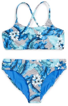 Seafolly Girl's Jungle Geo Reversible Two-Piece Swimsuit