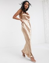 Thumbnail for your product : ASOS DESIGN cowl back bias cut maxi dress with diamonte back detail