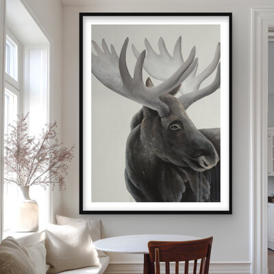 Lark Manor Grayscale Moose Profile - Scandinavian Framed Matted Print