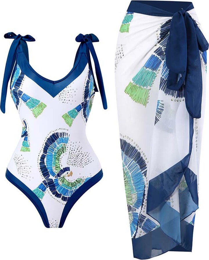 Cerdexon One Piece Bathing Suit for Women with Beach Skirts Monokini