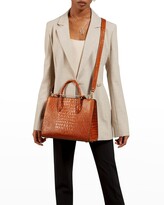 Thumbnail for your product : Strathberry Midi Metal Bar Croc-Embossed Leather Tote Bag