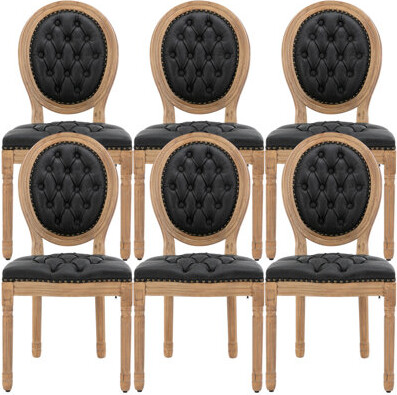 One Allium Way Galion 19.7" H Tufted PU Faux Leather Side Chair With Nailhead Trim Decor King Louis Back Solid Wood Dining Chairs