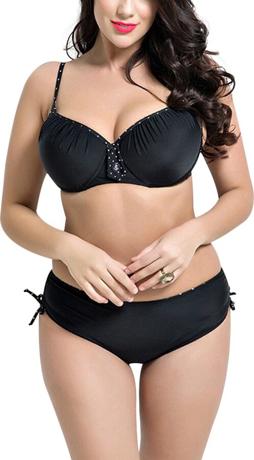 Tidecc Plus Size Swimsuit Women Bkini Set Push Up Large Cup Bikini Bathing  Suit Swimwear (UK 22 - ShopStyle
