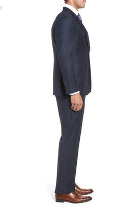 Hickey Freeman Men's Classic B Fit Plaid Wool Suit