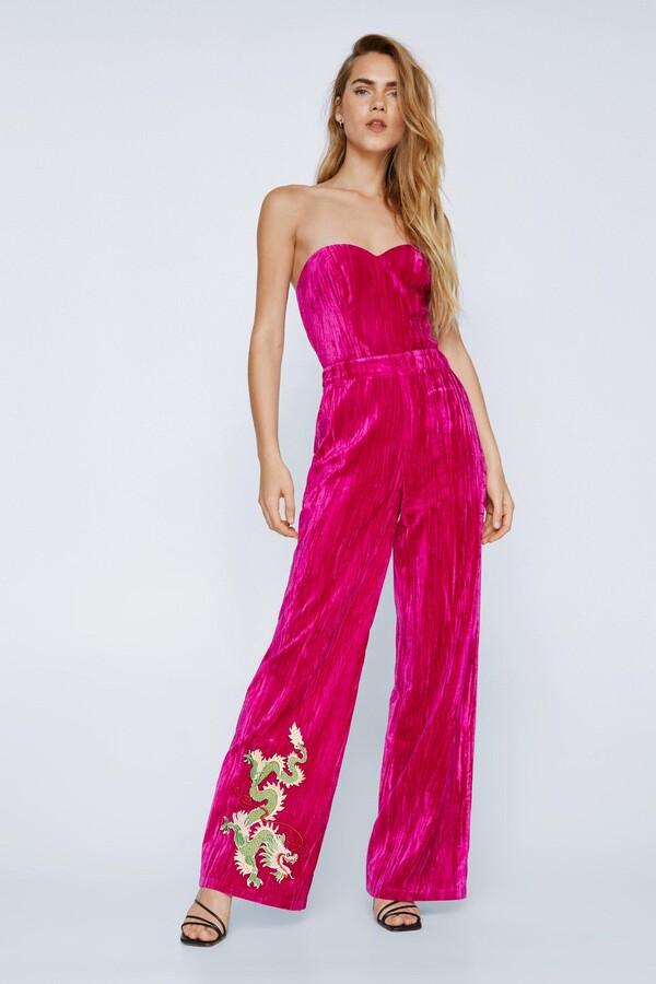 Nasty Gal Premium Embroidered Velvet Bandeau Jumpsuit ShopStyle