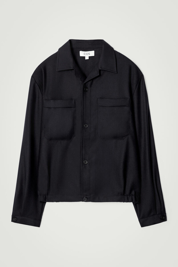 COS Wool-Flannel Overshirt in Navy