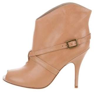 Delman Leather Peep-Toe Ankle Boots