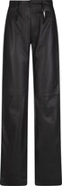 Woman Palazzo Trousers In Black Leath 