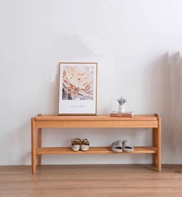 Scandinavian Minimalist Solid Wood Entryway Shoe Bench