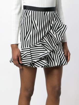 Self-Portrait striped ruffled skirt