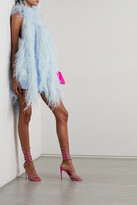 Thumbnail for your product : ATTICO Josephine Feather And Bead-embellished Crepe Halterneck Mini Dress - Blue