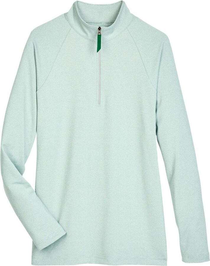 Devon & Jones Women's CrownLux PerformanceClubhouse Micro-Stripe Quarter-Zip Pullover