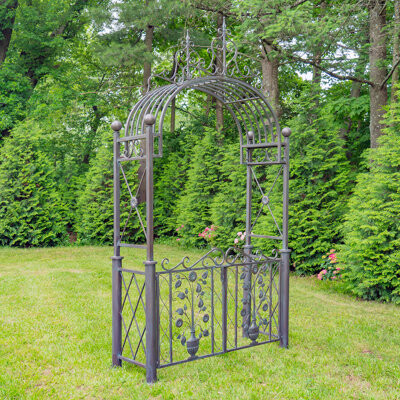 Zaer Ltd International 10.5ft Garden Gate with Floral Embellishments \