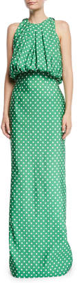 Calvin Klein Sleeveless Bubble-Top A-Line Polka-Dot Evening Gown