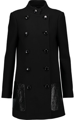 Michael Kors Collection Leather-Trimmed Wool Coat