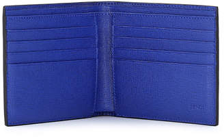 Fendi Karlito Bi-Fold Leather Wallet w/Mink Fur Details, Black