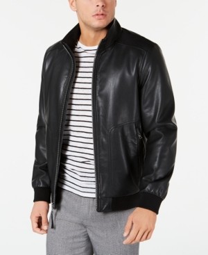 calvin klein men's leather jacket