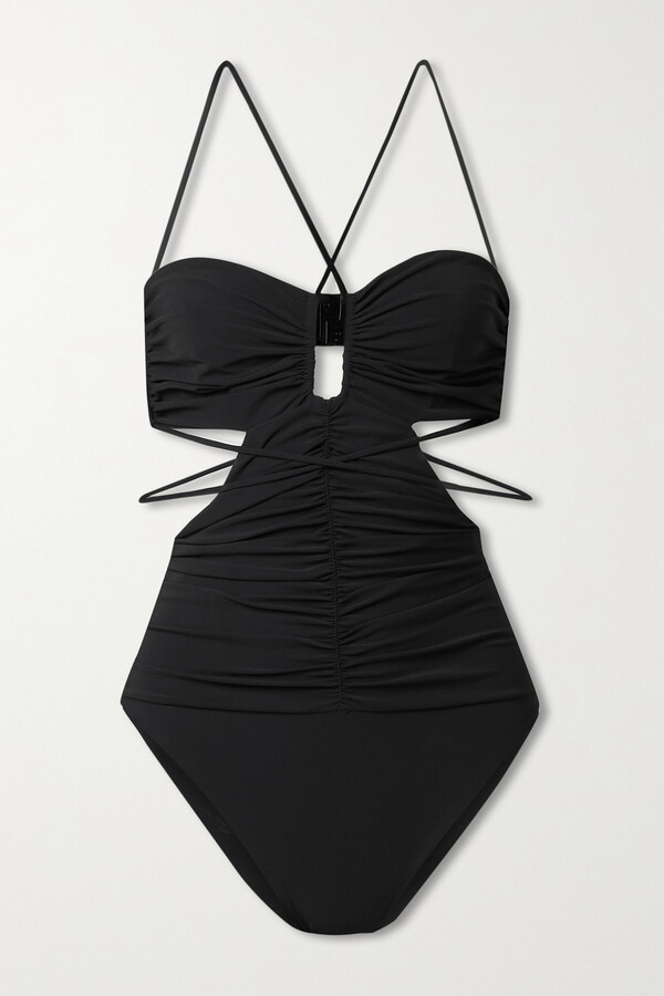 Magda Butrym Cutout Ruched Swimsuit - Black - ShopStyle